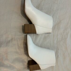 White Ankle Boots with Block Heel